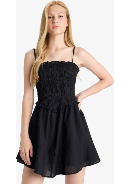 Coool Askılı Vual Mini Siyah Elbise F7671AX25SM