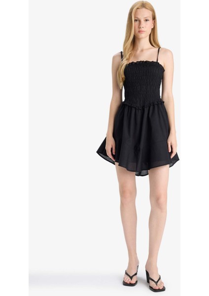 Coool Askılı Vual Mini Siyah Elbise F7671AX25SM