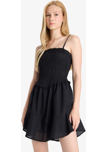 Coool Askılı Vual Mini Siyah Elbise F7671AX25SM