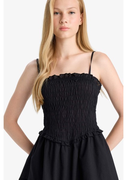 Coool Askılı Vual Mini Siyah Elbise F7671AX25SM