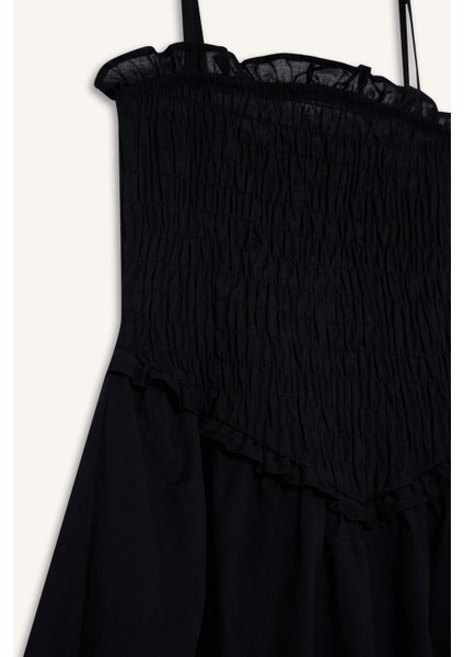 Coool Askılı Vual Mini Siyah Elbise F7671AX25SM