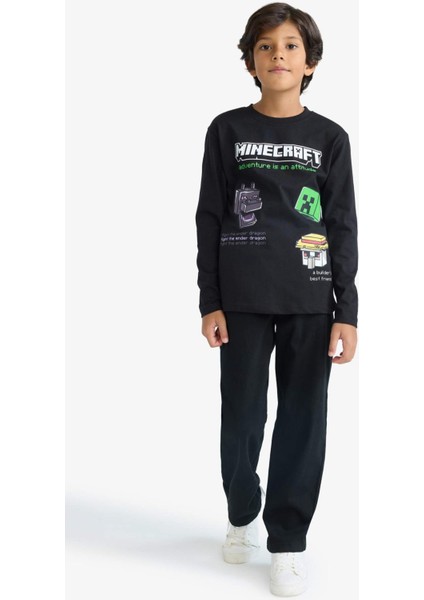 Erkek Çocuk Minecraft Bisiklet Yaka Uzun Kollu Tişört F5091A825AU