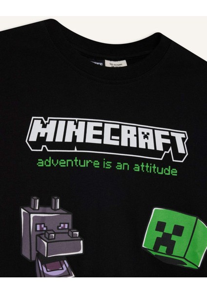 Erkek Çocuk Minecraft Bisiklet Yaka Uzun Kollu Tişört F5091A825AU