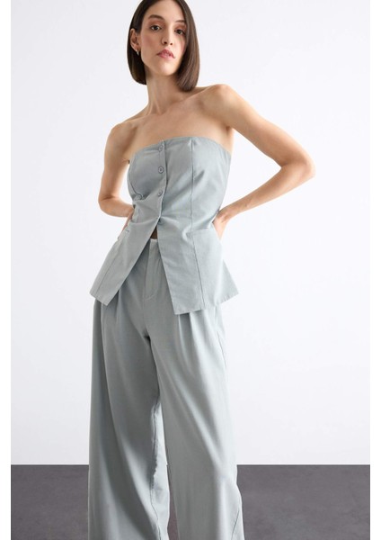 Straplez Düğmeli Bluz F7569AX25SM