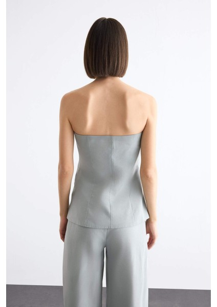 Straplez Düğmeli Bluz F7569AX25SM