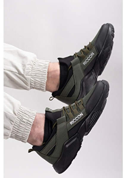 Haki Siyah Kadın-Erkek Sneaker Anatomik İç Taban