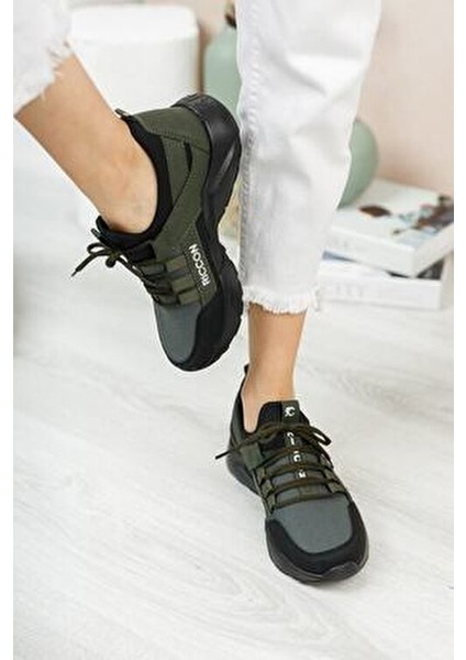 Haki Siyah Kadın-Erkek Sneaker Anatomik İç Taban