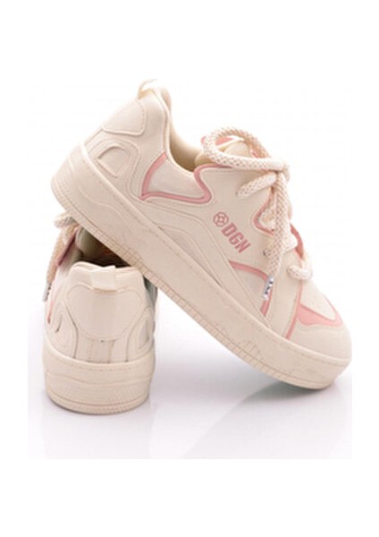 Kadın Sneakers Ayakkabı Düz Tabanlı Pudra