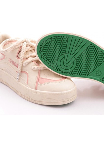 Kadın Sneakers Ayakkabı Düz Tabanlı Pudra