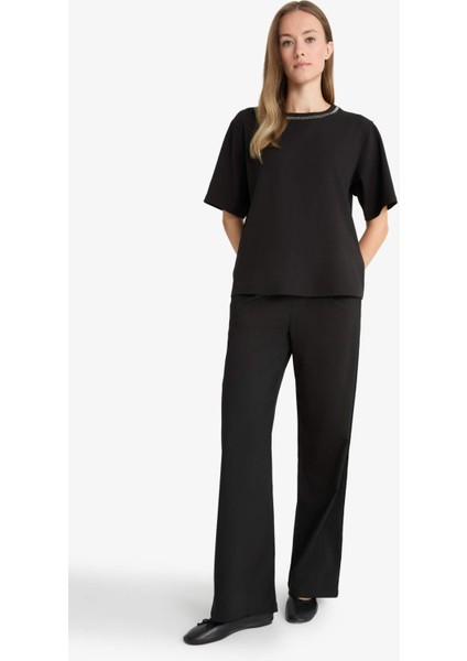 Straight Fit Cep Detaylı Geniş Paça Pantolon F5413AX25AU