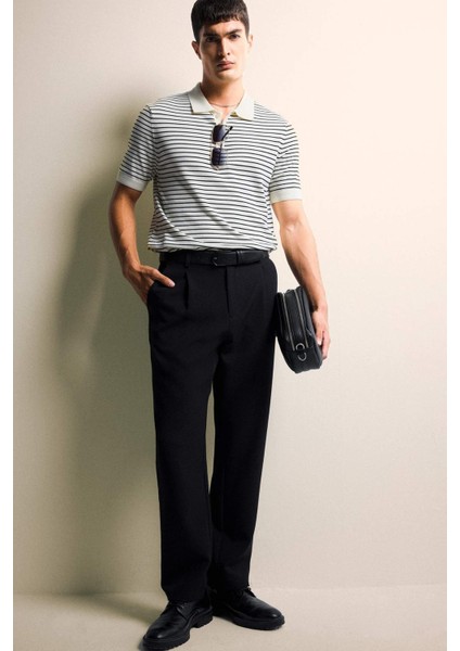 Straight Fit Pileli Cepli Düz Paça Kumaş Pantolon F7140AX25AU