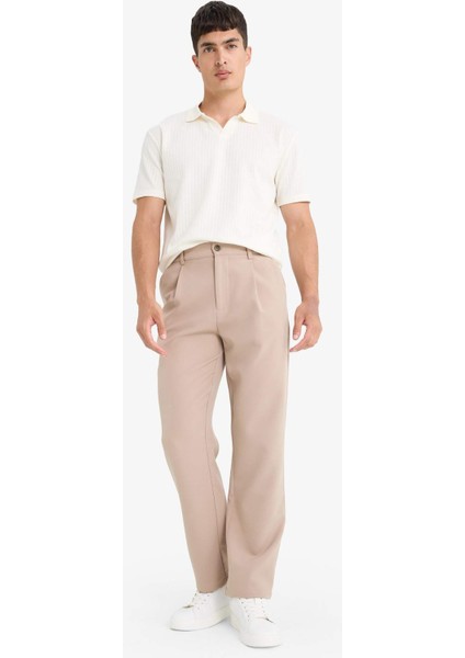 Straight Fit Pileli Cepli Düz Paça Kumaş Pantolon F7140AX25AU