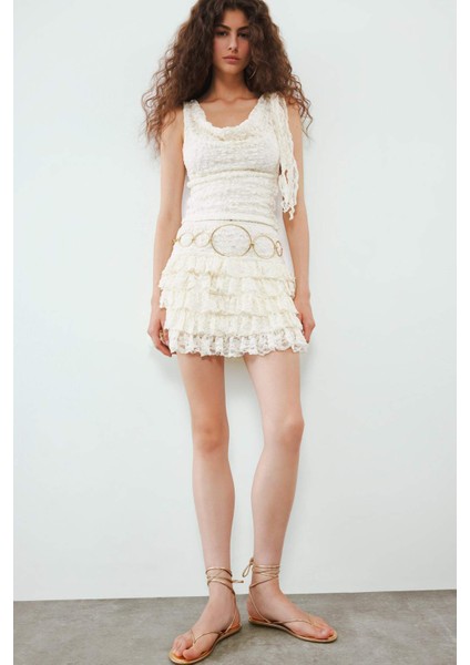 Normal Bel Dantel Mini Etek F7917AX25SM