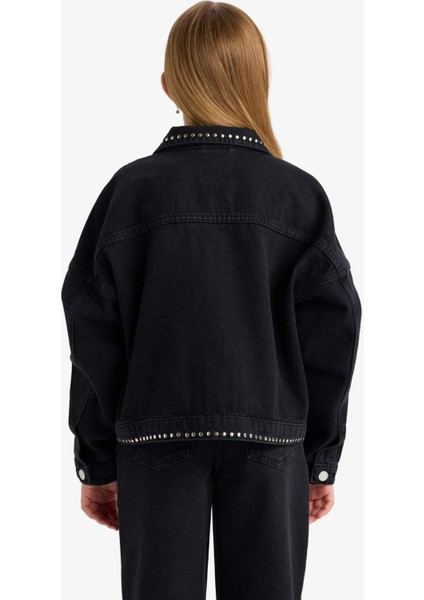 Kız Çocuk Pamuklu Fermuarlı Denim Ceket F7966A825AU