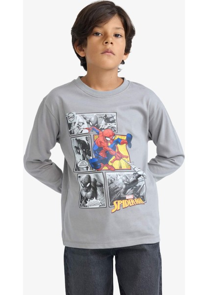 Erkek Çocuk Marvel Games Spiderman Bisiklet Yaka Uzun Kollu Tişört F4813A825AU