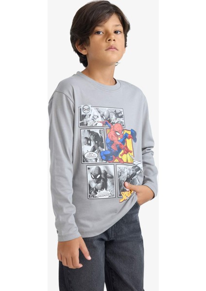 Erkek Çocuk Marvel Games Spiderman Bisiklet Yaka Uzun Kollu Tişört F4813A825AU