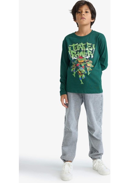 Erkek Çocuk Teenage Mutant Ninja Turtles:Mutant Mayhem Bisiklet Yaka Sırt Baskılı Uzun Kollu Tişört F4822A825AU