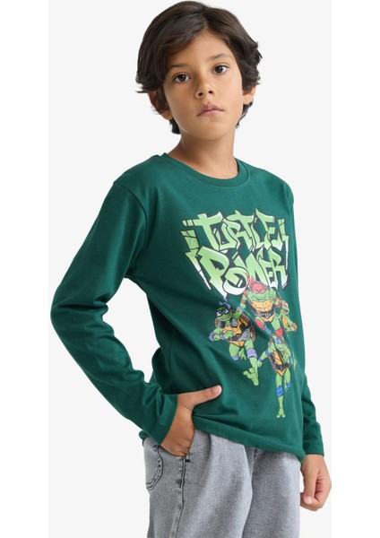 Erkek Çocuk Teenage Mutant Ninja Turtles:Mutant Mayhem Bisiklet Yaka Sırt Baskılı Uzun Kollu Tişört F4822A825AU