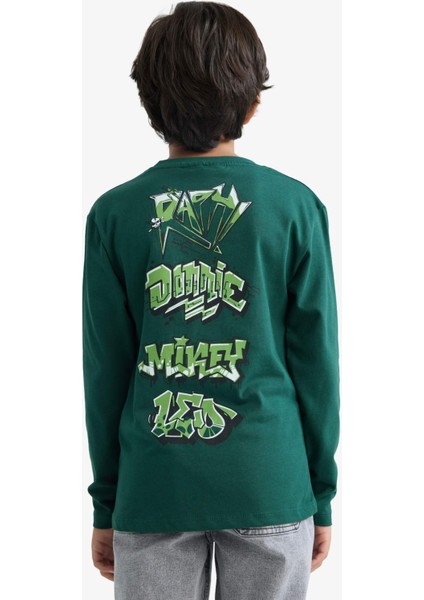 Erkek Çocuk Teenage Mutant Ninja Turtles:Mutant Mayhem Bisiklet Yaka Sırt Baskılı Uzun Kollu Tişört F4822A825AU