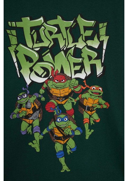 Erkek Çocuk Teenage Mutant Ninja Turtles:Mutant Mayhem Bisiklet Yaka Sırt Baskılı Uzun Kollu Tişört F4822A825AU