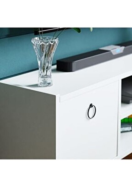 Beyaz Televizyon Sehpası Kapaklı Raflı Yonga Levha 120 cm Genişlik 44 cm Yükseklik indirimleri