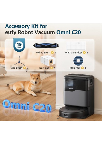 19PCS Ana Fırça Yan Fırça Hepa Filtre Toz Torbası Paspas Bezi Eufy Omni C20 Robot Vakum Süpürge Aksesuarları (Yurt Dışından) fiyatları