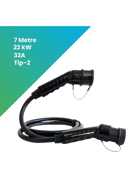 Elektrikli Araç Şarj Kablosu Ac Tip-2 22 Kw (7 Metre ) modelleri