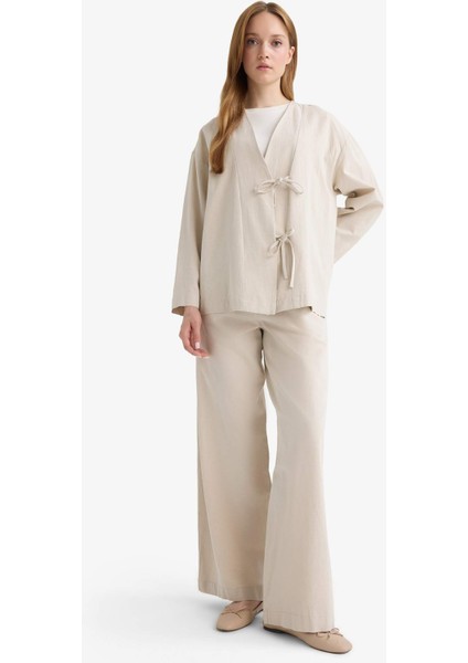 Wide Leg Keten Karışımlı Pantolon F7960AX25AU