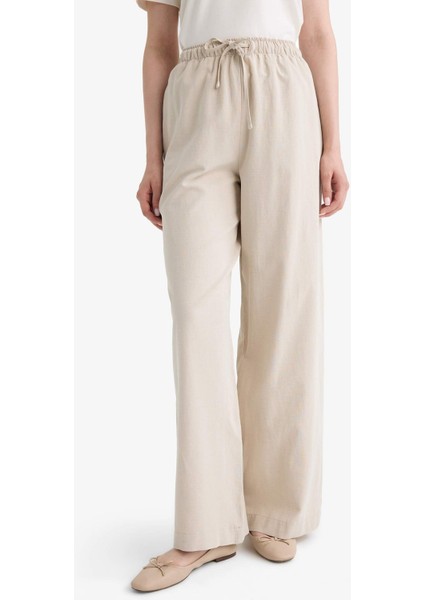 Wide Leg Keten Karışımlı Pantolon F7960AX25AU