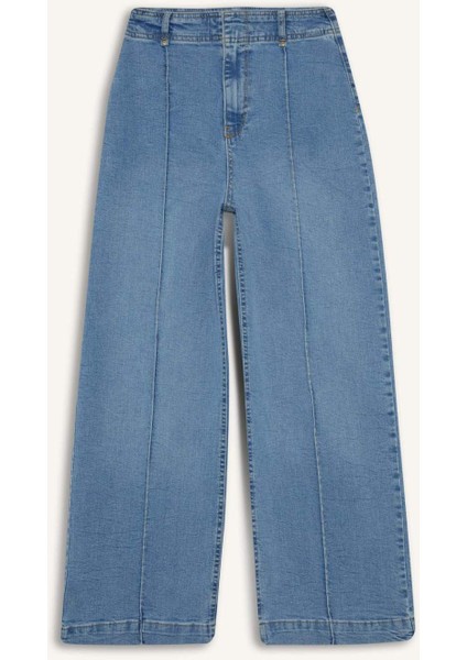 Culotte Yüksek Bel Uzun Jean Yıkamalı Pantolon F5537AX25AU