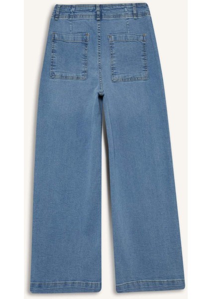 Culotte Yüksek Bel Uzun Jean Yıkamalı Pantolon F5537AX25AU