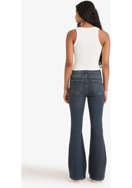 Mia Flare Fit Normal Bel Uzun Jean Yıkamalı Pantolon F5536AX25AU