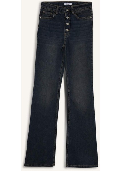 Mia Flare Fit Normal Bel Uzun Jean Yıkamalı Pantolon F5536AX25AU