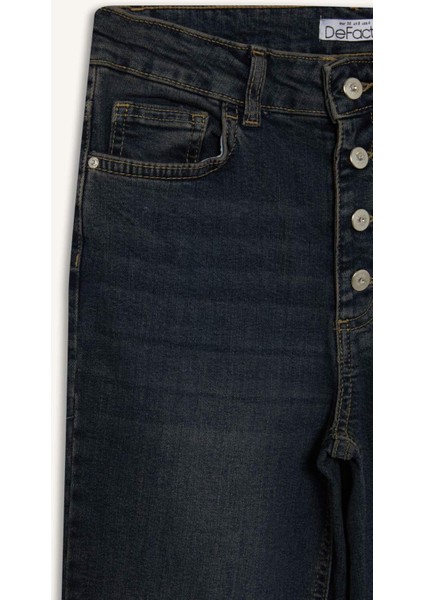 Mia Flare Fit Normal Bel Uzun Jean Yıkamalı Pantolon F5536AX25AU