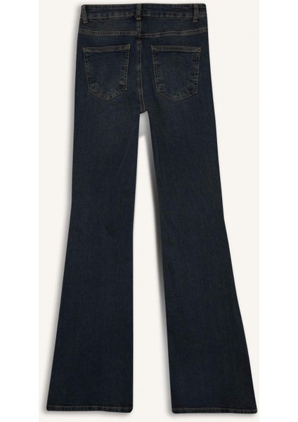 Mia Flare Fit Normal Bel Uzun Jean Yıkamalı Pantolon F5536AX25AU