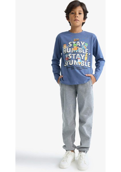 Erkek Çocuk Stumble Guys Bisiklet Yaka Uzun Kollu Tişört F5093A825AU