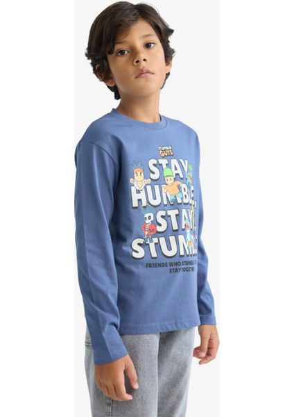 Erkek Çocuk Stumble Guys Bisiklet Yaka Uzun Kollu Tişört F5093A825AU