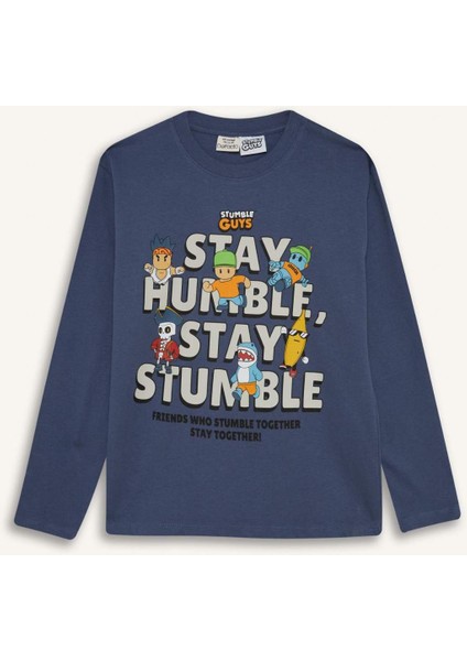 Erkek Çocuk Stumble Guys Bisiklet Yaka Uzun Kollu Tişört F5093A825AU