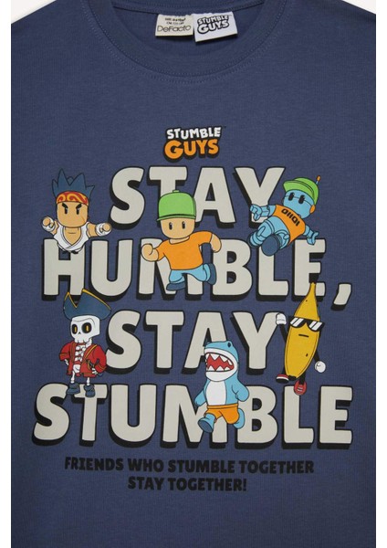 Erkek Çocuk Stumble Guys Bisiklet Yaka Uzun Kollu Tişört F5093A825AU