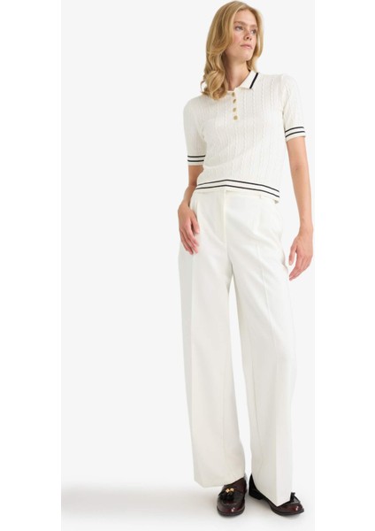 Regular Fit Polo Yaka Kısa Kollu Triko Kazak D9007AX25AU