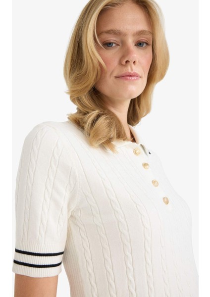 Regular Fit Polo Yaka Kısa Kollu Triko Kazak D9007AX25AU