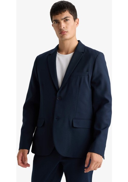 Slim Fit Dar Kesim Twill Düğmeli Blazer Ceket F7232AX25AU