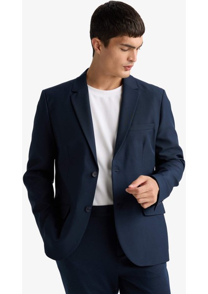 Slim Fit Dar Kesim Twill Düğmeli Blazer Ceket F7232AX25AU