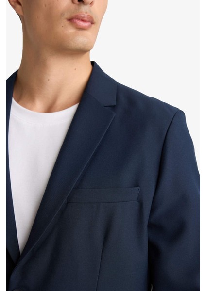 Slim Fit Dar Kesim Twill Düğmeli Blazer Ceket F7232AX25AU
