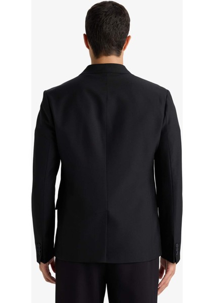 Slim Fit Dar Kesim Twill Düğmeli Blazer Ceket F7232AX25AU