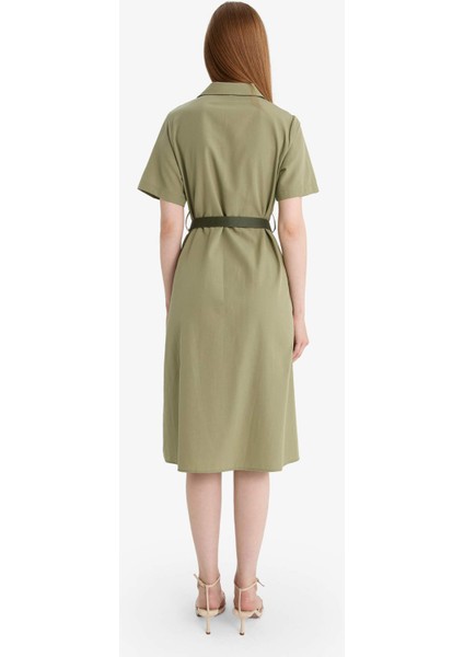 Gömlek Yaka Poplin Kısa Kollu Elbise F8132AX25SM