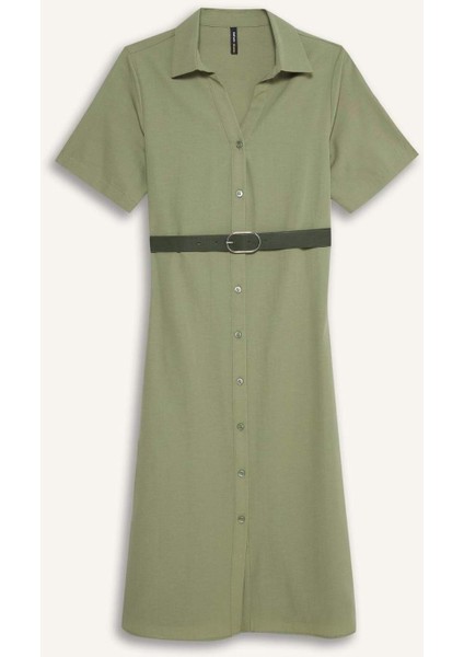 Gömlek Yaka Poplin Kısa Kollu Elbise F8132AX25SM