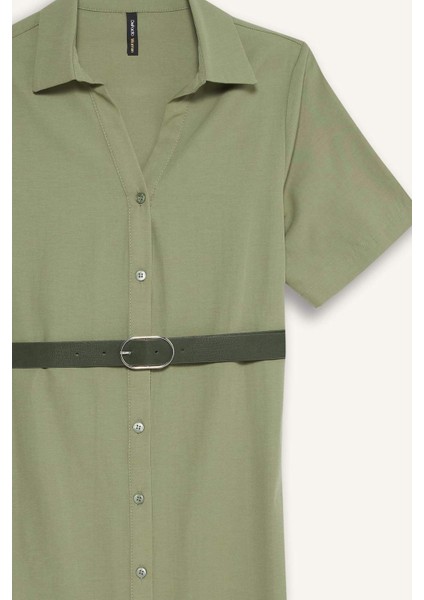 Gömlek Yaka Poplin Kısa Kollu Elbise F8132AX25SM