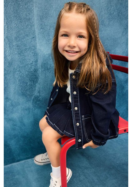 Kız Bebek Kapüşonlu Denim Ceket F6195A525AU