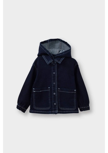 Kız Bebek Kapüşonlu Denim Ceket F6195A525AU